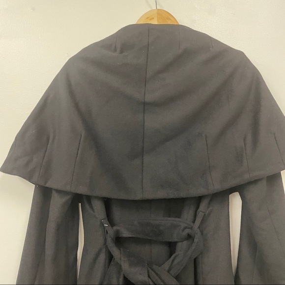 Tahari Marla Belted Wrap Coat black warm cozy chic - Picture 7 of 9